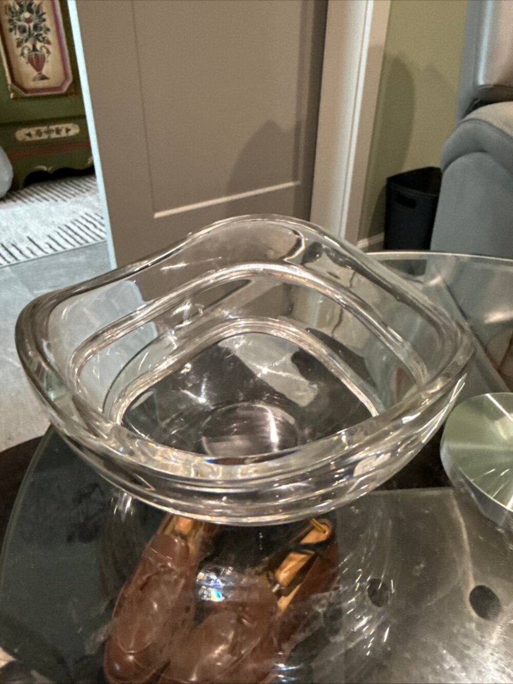 Tiffany & Co, signed Josef Riedel JR, Crystal Bowl Wave Design, 6.25 in diameter